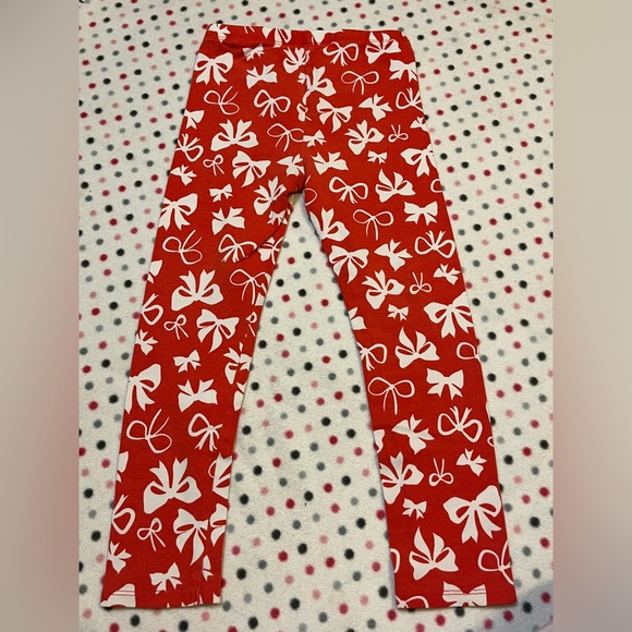 Sz 5t Holiday Leggings Red with White Bow Print Children’s Place - Picture 5 of 6
